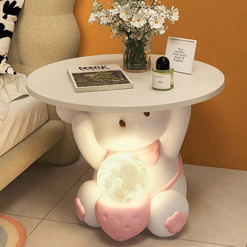 Modern Art Deco Kids Rabbit Resin Wood End Table 1-Drawer
