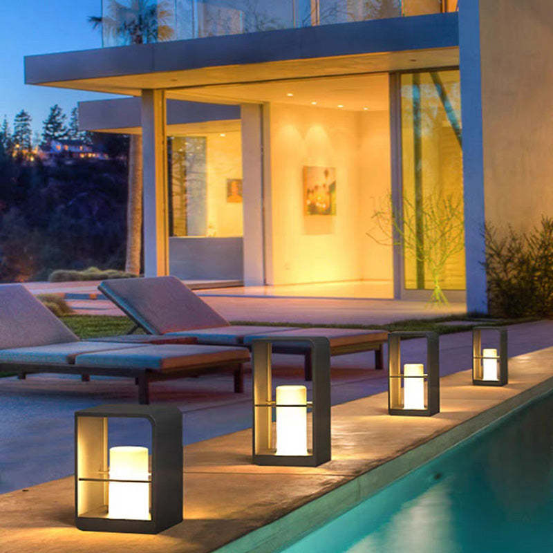 Minimalist Solar Cubic Landscape Light