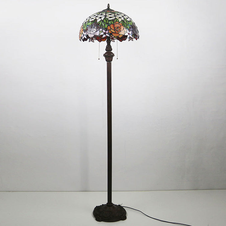 Tiffany Stained Glass Rose Dome Floor Lamp