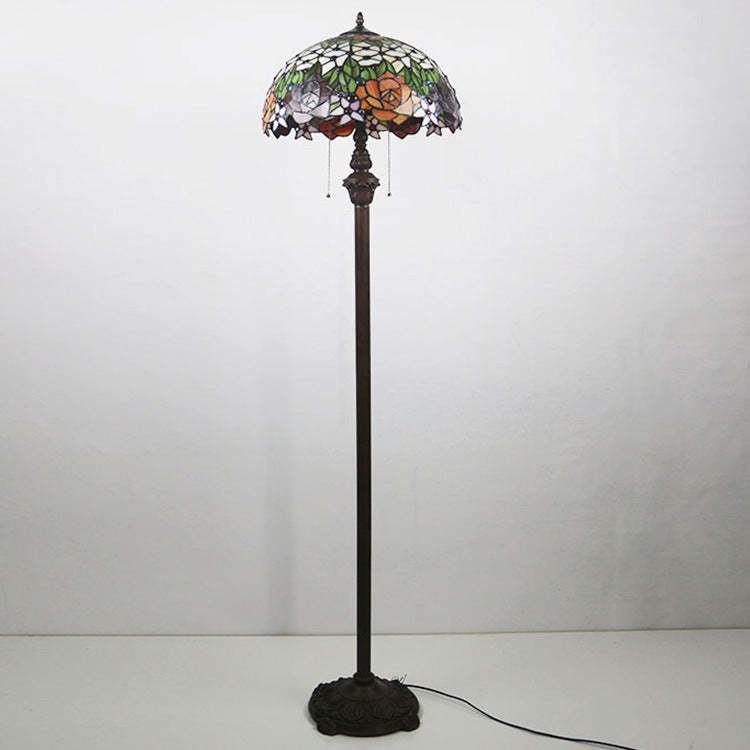 Tiffany Stained Glass Rose Dome Floor Lamp