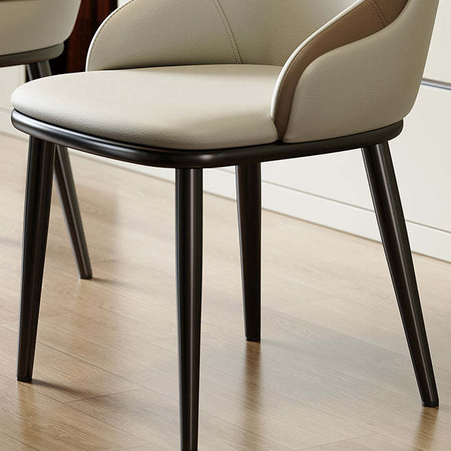 Minimalist Curved Leather Iron Chair