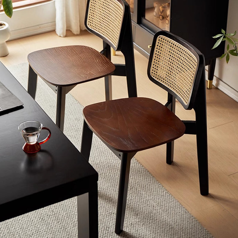 Minimalist Skeleton Wood Rattan Dining Chair