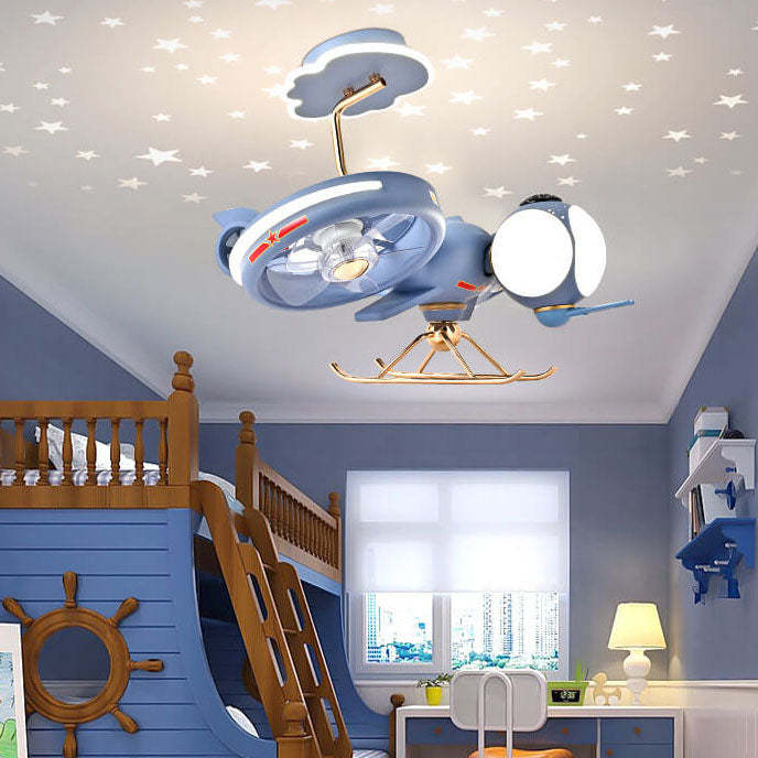 White resin acrylic airplane cartoon ceiling fans