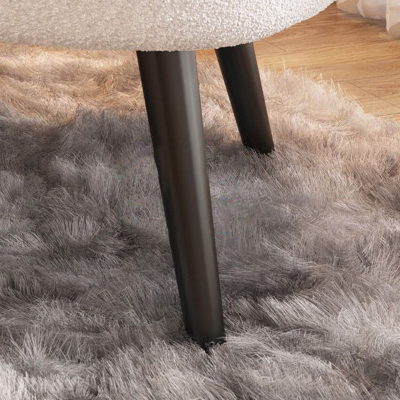 Nordic Round Lambswool Upholstered Vanity Stool — Dark Green
