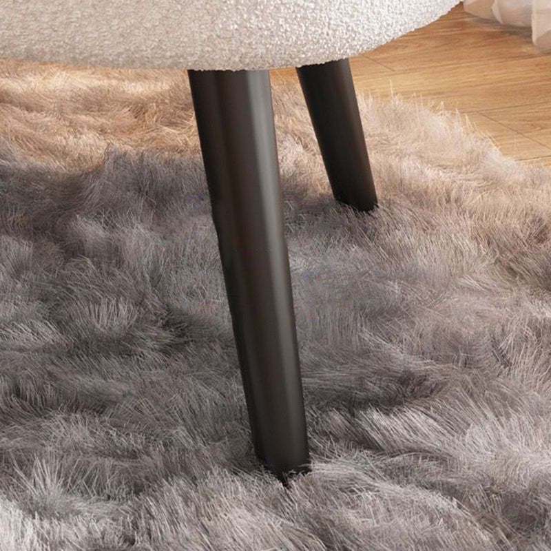Nordic Round Lambswool Upholstered Vanity Stool — Dark Green
