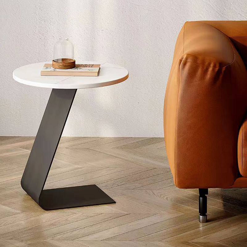 Scandinavian Round Rock Slab Iron Coffee Table