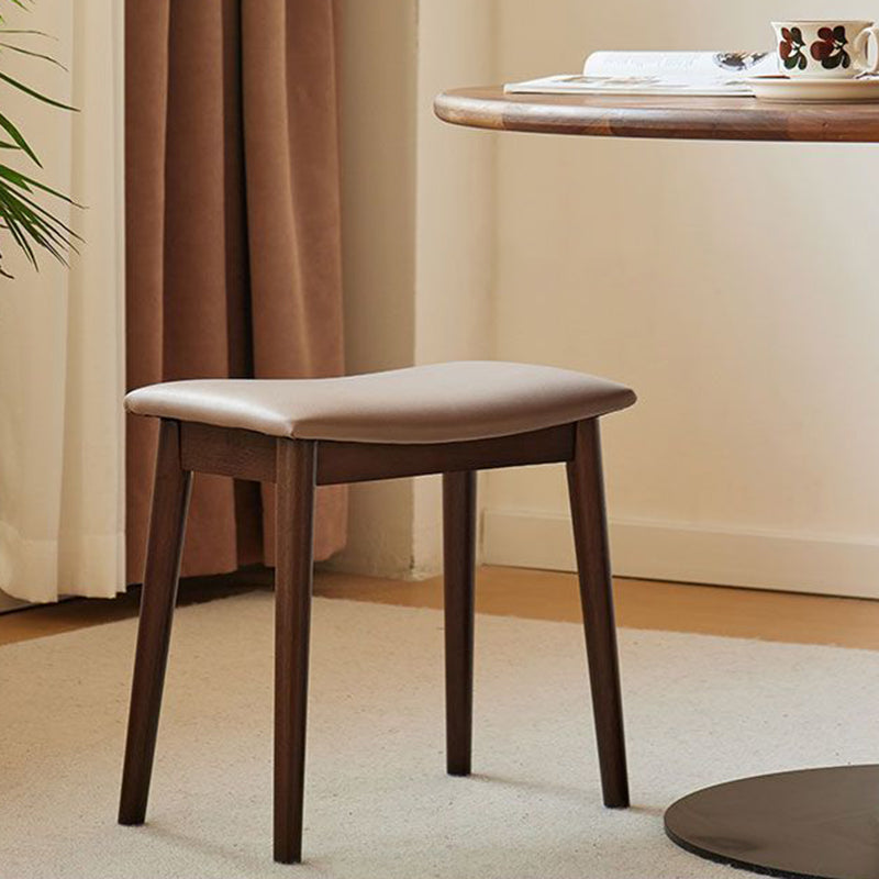 Minimalist Soft Leather Wood Vanity Stool