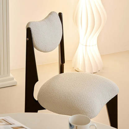 Nordic Ash Velvet Metal Crescent Dining Chair