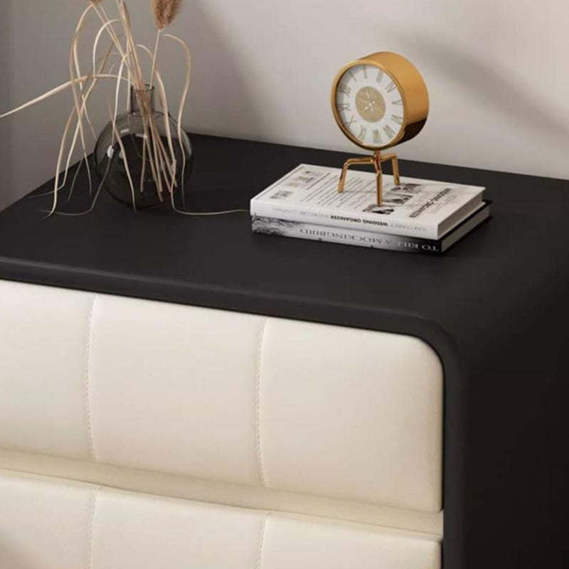 Microfiber Leather Wood 2-Drawer End Table