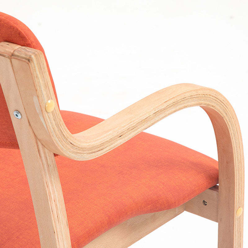 Modern Fabric Wood Curved Dining Chair