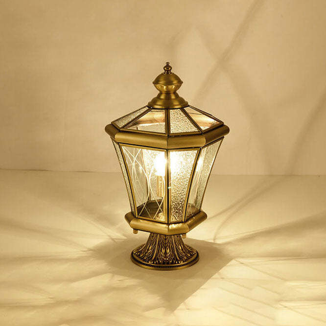 European Outdoor Glass Copper Lantern Lawn Light