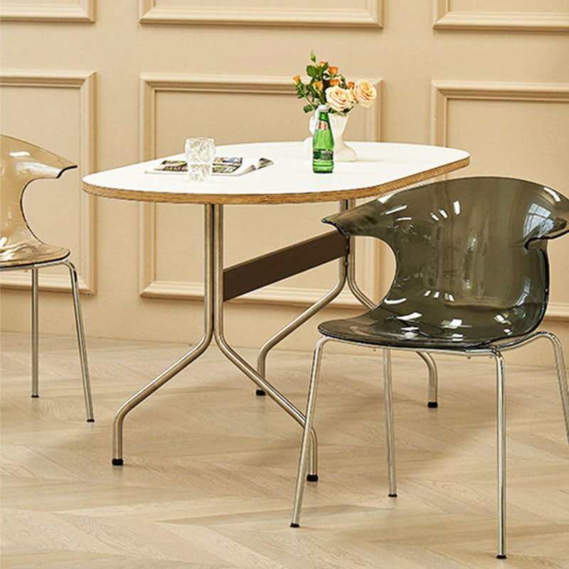 Minimalist Curved Plastic Metal Dining Chair