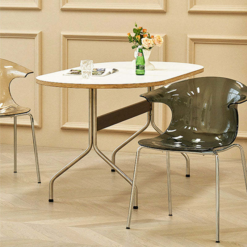 Minimalist Curved Plastic Metal Dining Chair