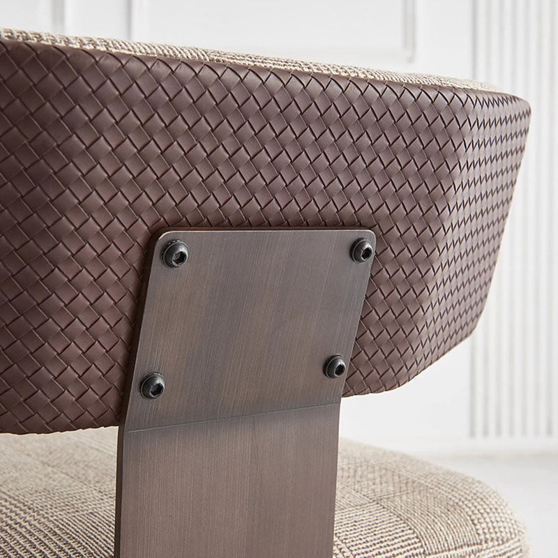 Modern Saddle Leather Steel Accent Chair