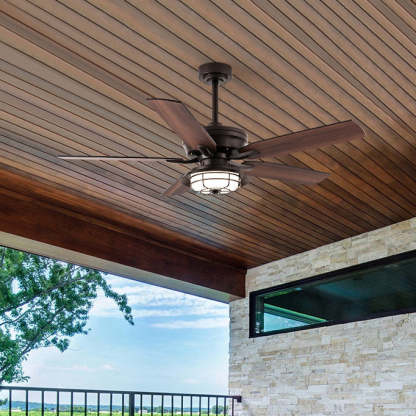 Industrial Wood Blade Ceiling Fan Light