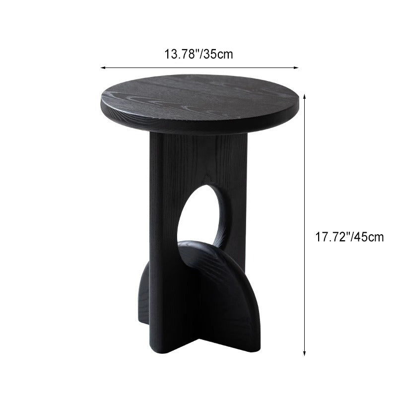 Minimalist Round Cross Ash Wood End Table