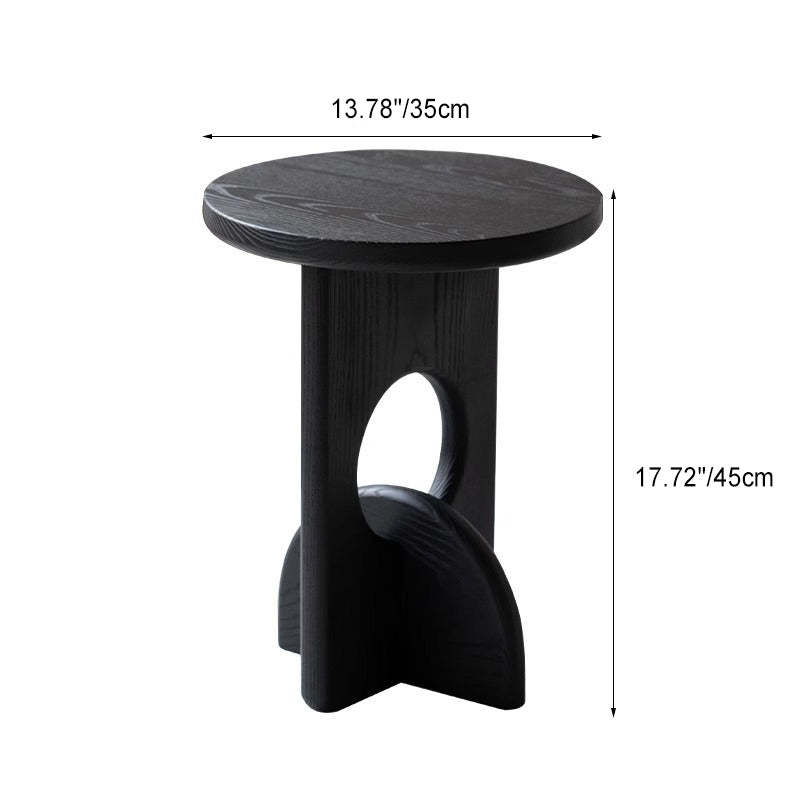Minimalist Round Cross Ash Wood End Table