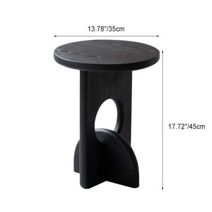 Minimalist Round Cross Ash Wood End Table