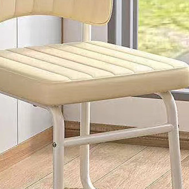 Minimalist PU Leather Stackable Desk Chair — Black Legs + Brown Seat
