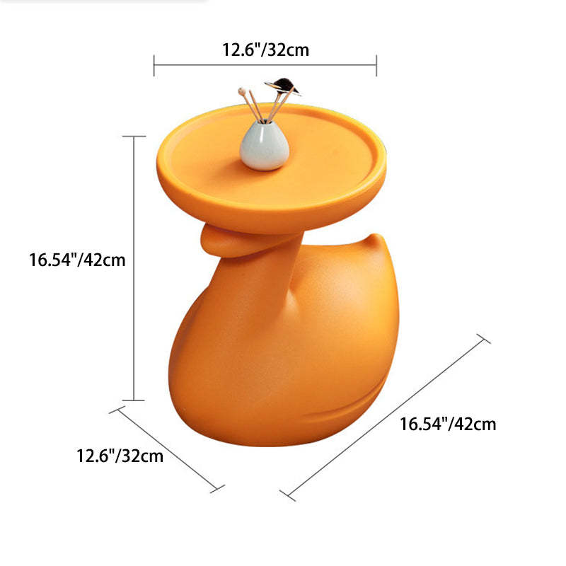 Contemporary Swan-Base Plastic Tray End Table