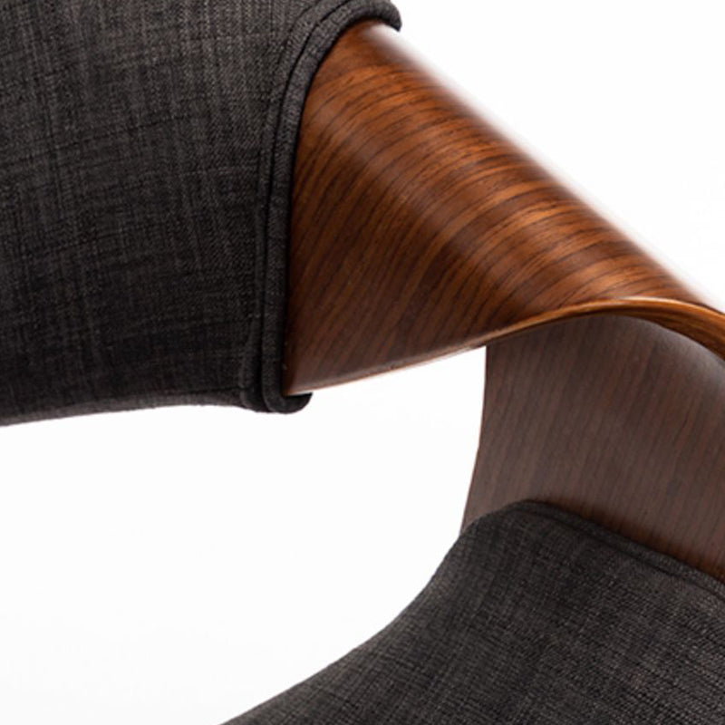 Contemporary Arc Upholstered Dining Chair — Original Wood Color Frame + Brown Cotton And Linen Seat