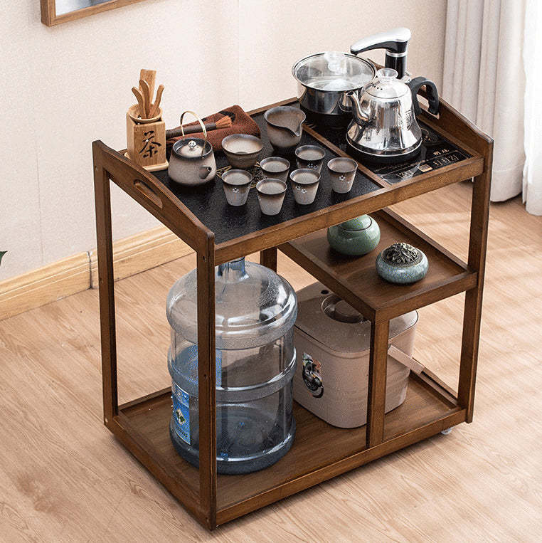 Minimalist Solid Wood 3-Tier End Table — Black Full Automatic