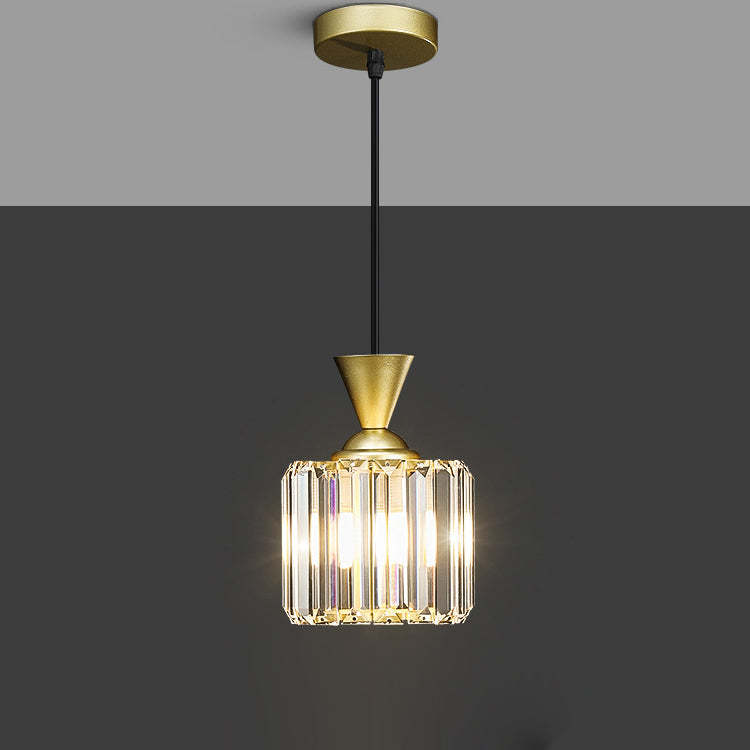 Contemporary Radiant Prismatic Crystal Pendant Light