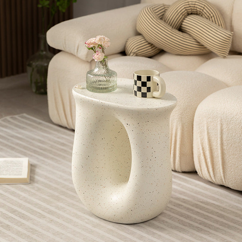 Contemporary U-Shape Resin Coffee Table — White
