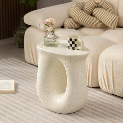 Contemporary U-Shape Resin Coffee Table — White