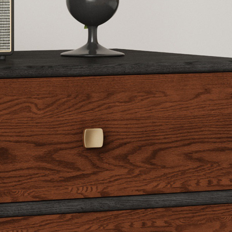 Retro Wood Grain Metal 2-Drawer Nightstand