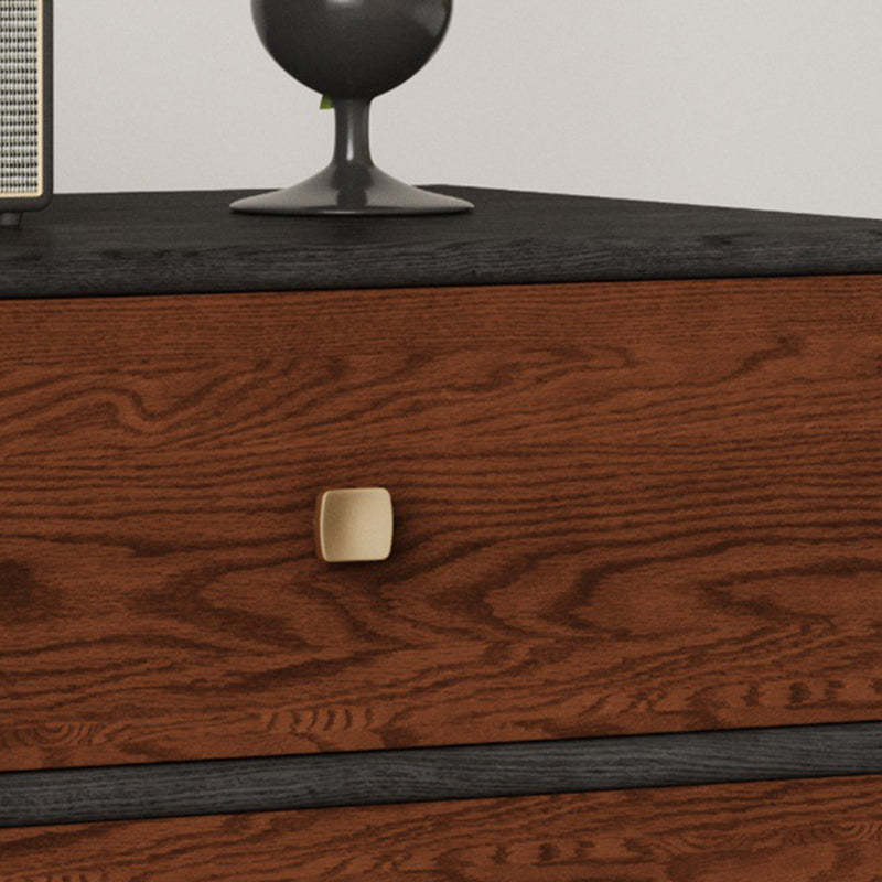 Retro Wood Grain Metal 2-Drawer Nightstand