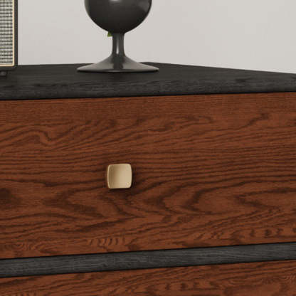 Retro Wood Grain Metal 2-Drawer Nightstand