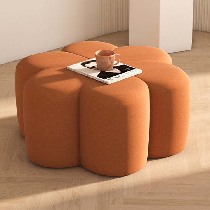 Nordic Plum-Blossom Velvet Fabric Footstool — Smoky Green - Fabric
