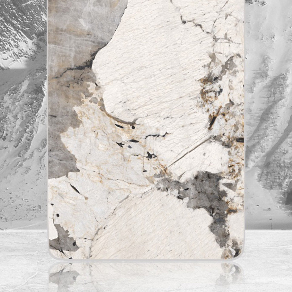 Contemporary Marble Pattern Steel Coffee Table