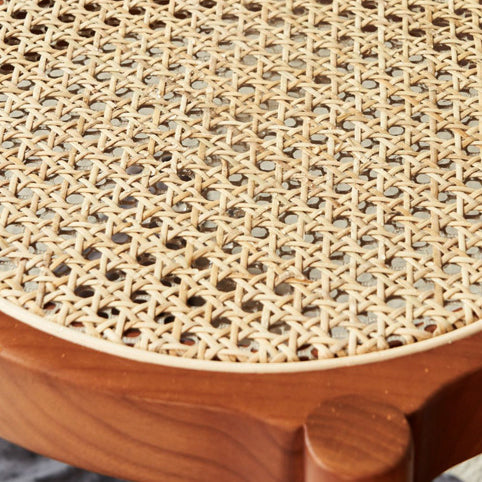 Japanese Rattan Wood Stackable Low Stool — Square / Black