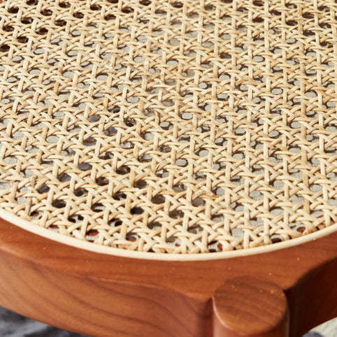 Japanese Rattan Wood Stackable Low Stool — Square / Black