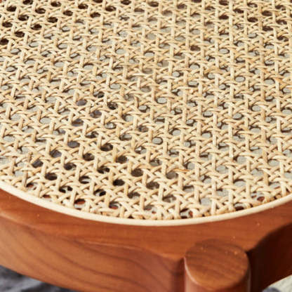 Japanese Rattan Wood Stackable Low Stool — Square / Black