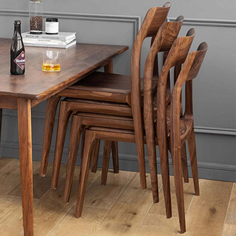 Traditional Chinese Walnut Curved Dining Chair