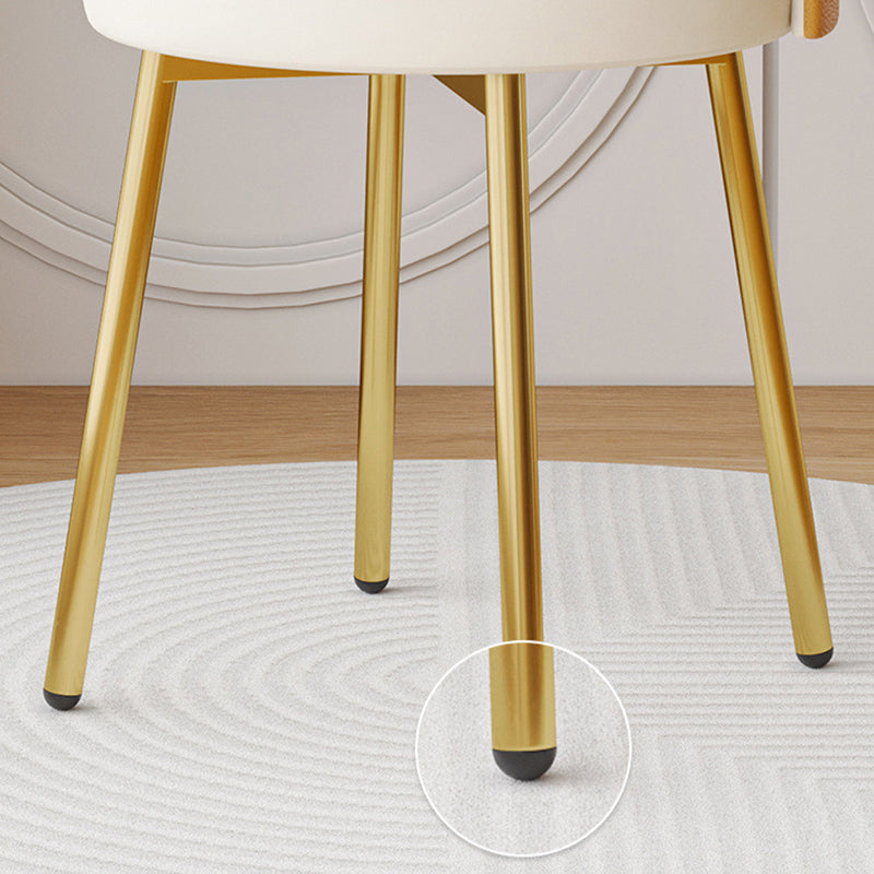 Minimalist Round Leather Iron Vanity Stool — Rotatable / White