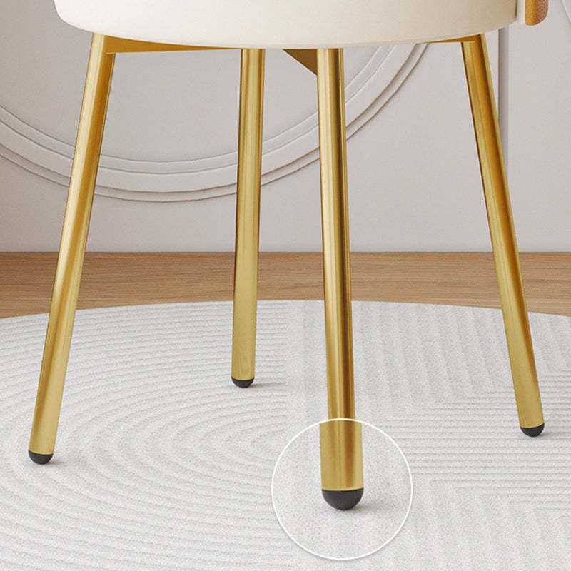 Minimalist Round Leather Iron Vanity Stool — Rotatable / White