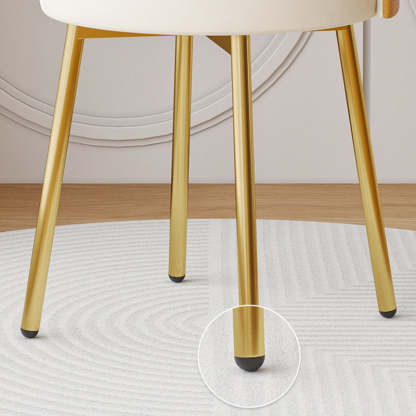 Minimalist Round Leather Iron Vanity Stool — Rotatable / White