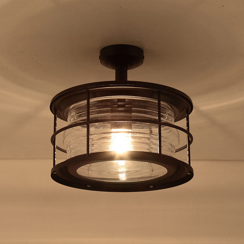 Industrial Vintage Drum Outdoor Ceiling Light — B / 110V-120V For US/CA