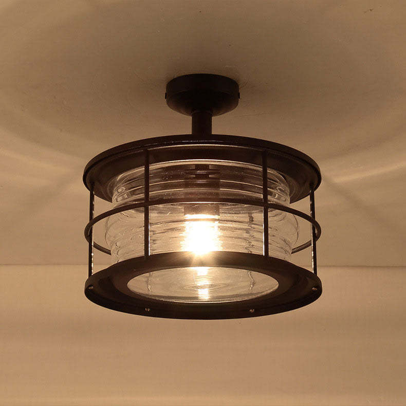 Industrial Vintage Drum Outdoor Ceiling Light — B / 110V-120V For US/CA