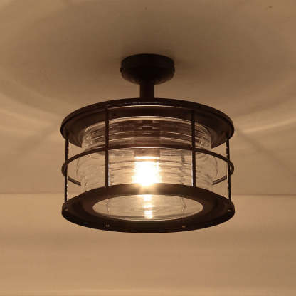 Industrial Vintage Drum Outdoor Ceiling Light — B / 110V-120V For US/CA
