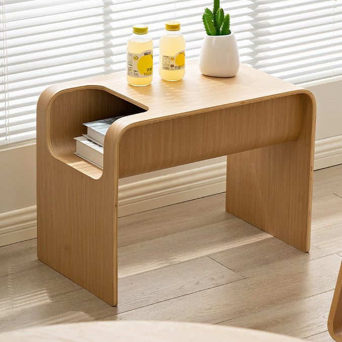 Minimalist Solid Wood C-Shaped Side Table