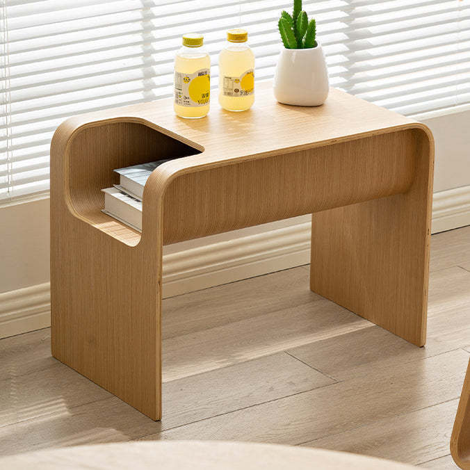 Minimalist Solid Wood C-Shaped Side Table