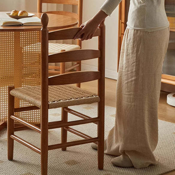 Lighom braided retro wood dining chairs & benches