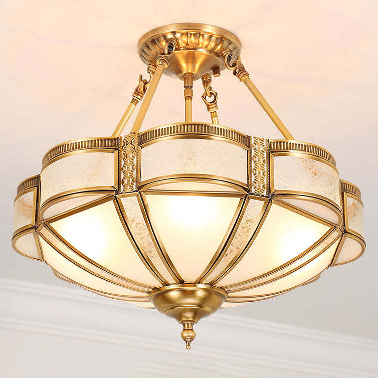European Floral Copper Glass 3/4/6-Light Flush Mount