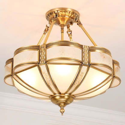 European Floral Copper Glass 3/4/6-Light Flush Mount