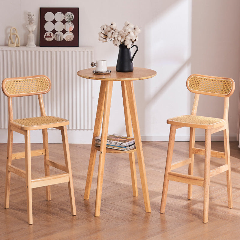 Minimalist PU Leather Open-Back Counter Stool — Beige Fabric Seat